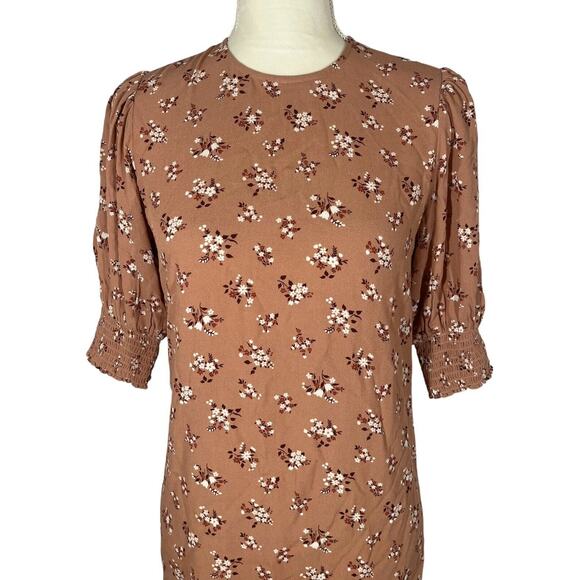 Reformation Lea Mini Dress in Ina Floral Print Puff Sleeve Round Neck Size XS - Picture 6 of 8